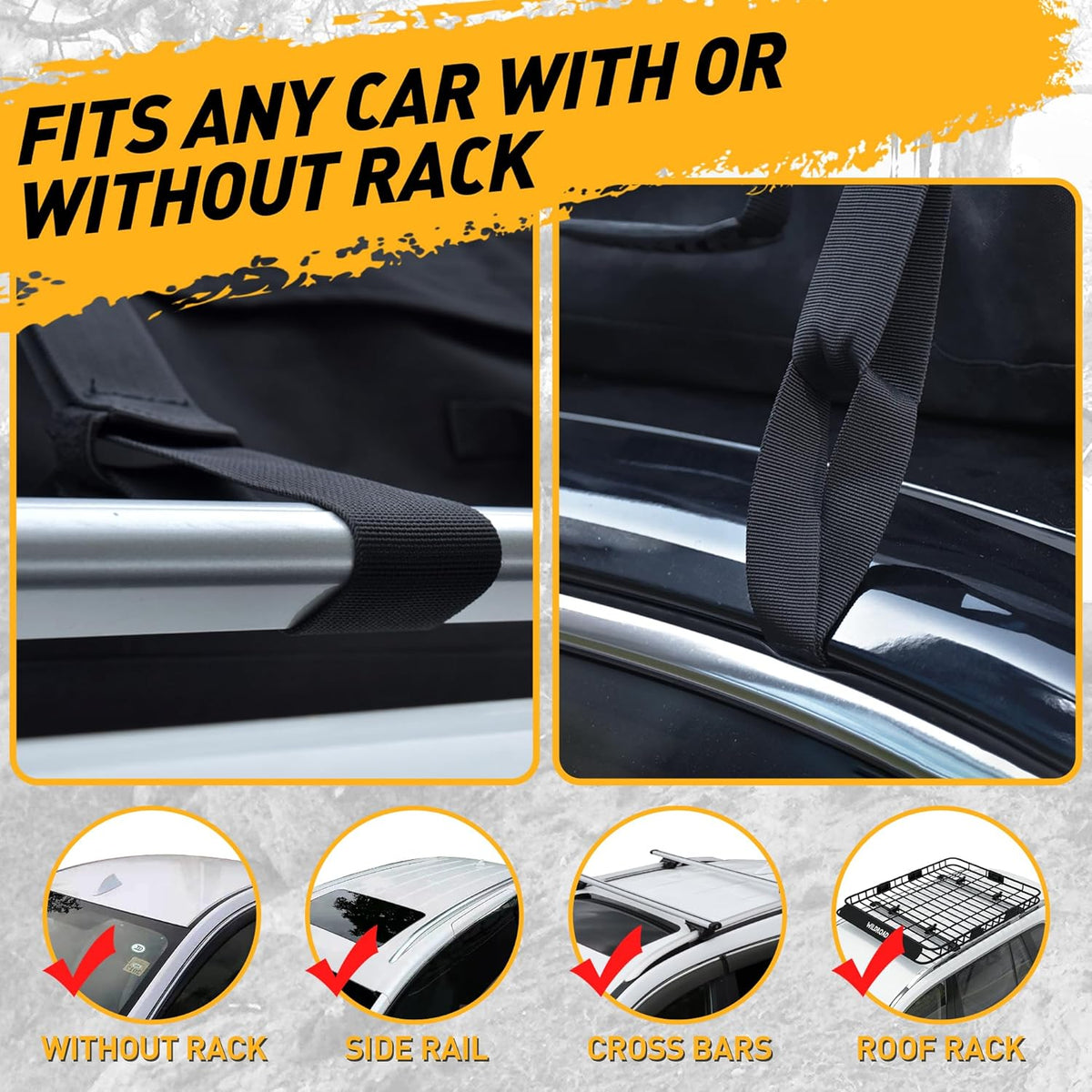 WILDROAD Car Roof Bag Rooftop Cargo Carrier, 21 Cubic Feet Waterproof Roof Luggage Cargo Carrier Bag with Anti-Slip Mat for All Cars Vehicles SUV with/Without Rack (21 Cubic Feet)