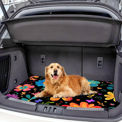 Universal Car Trunk Mat 29" x 39",Purple Colorful Flowers All Weather Trunk Protection Cargo Liner, Durable Cargo Mat Rear Trunk Liner,Stylish Vehicle Interior Accessories Suitable for Most Car Models
