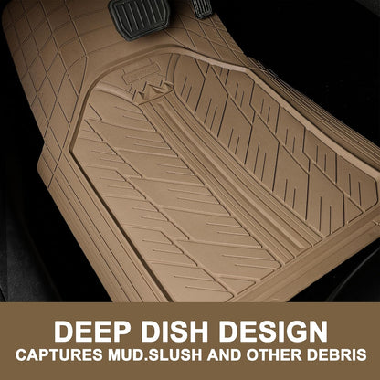 CAR PASS Heavy Rubber Car Floor Mats, Deep Waterproof Car Mats All Weather, Universal Trim-to Fit Automotive Floor Mats for Car SUV Truck Van, Durable Floor Liners Solid Black