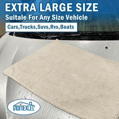 HOMEXCEL Professional Large Microfiber Car Drying Towels 2 Pack, Lint Free, Scratch Free, Highly Absorbent Drying Towel for Cars, SUVs, RVs, Trucks, and Boats,31" x 24",Grey