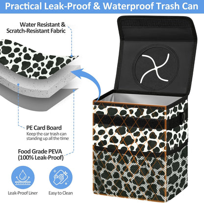 ELONGRIVER Car Trash Can Bin for Back Seat Leak Proof, Cute Car Trash Bag Hanging, Vehicle Trash Can for SUV Truck Van, Automotive Garbage Cans Front Seat Black