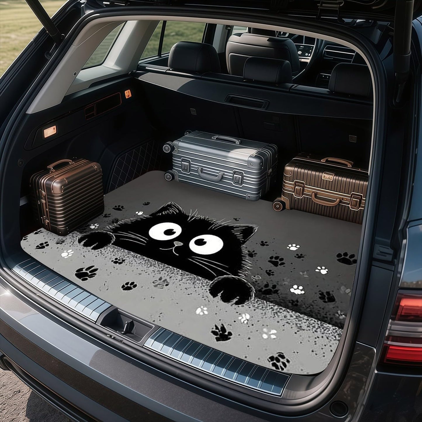 Universal Car Trunk Mat 29" x 39",Purple Colorful Flowers All Weather Trunk Protection Cargo Liner, Durable Cargo Mat Rear Trunk Liner,Stylish Vehicle Interior Accessories Suitable for Most Car Models