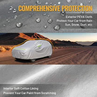 Favoto SUV Car Cover Waterproof All Weather 6 Layers Heavy Duty Car Cover for Automobiles Rain Sun Snow UV Protection with Inner Cotton Car Cover Outdoor Universal Fit for SUV (188-198 inch) Silver