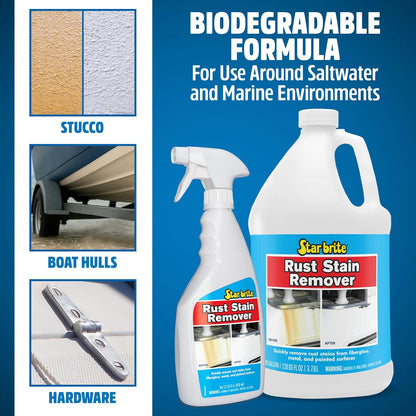 STAR BRITE Rust Stain Remover Spray - Instantly Dissolve Corrosion Stains on Fiberglass, Vinyl, Fabric, Metal & Painted Surfaces - Also Removes Sprinkler Stains - 22 Ounces (089222SS)