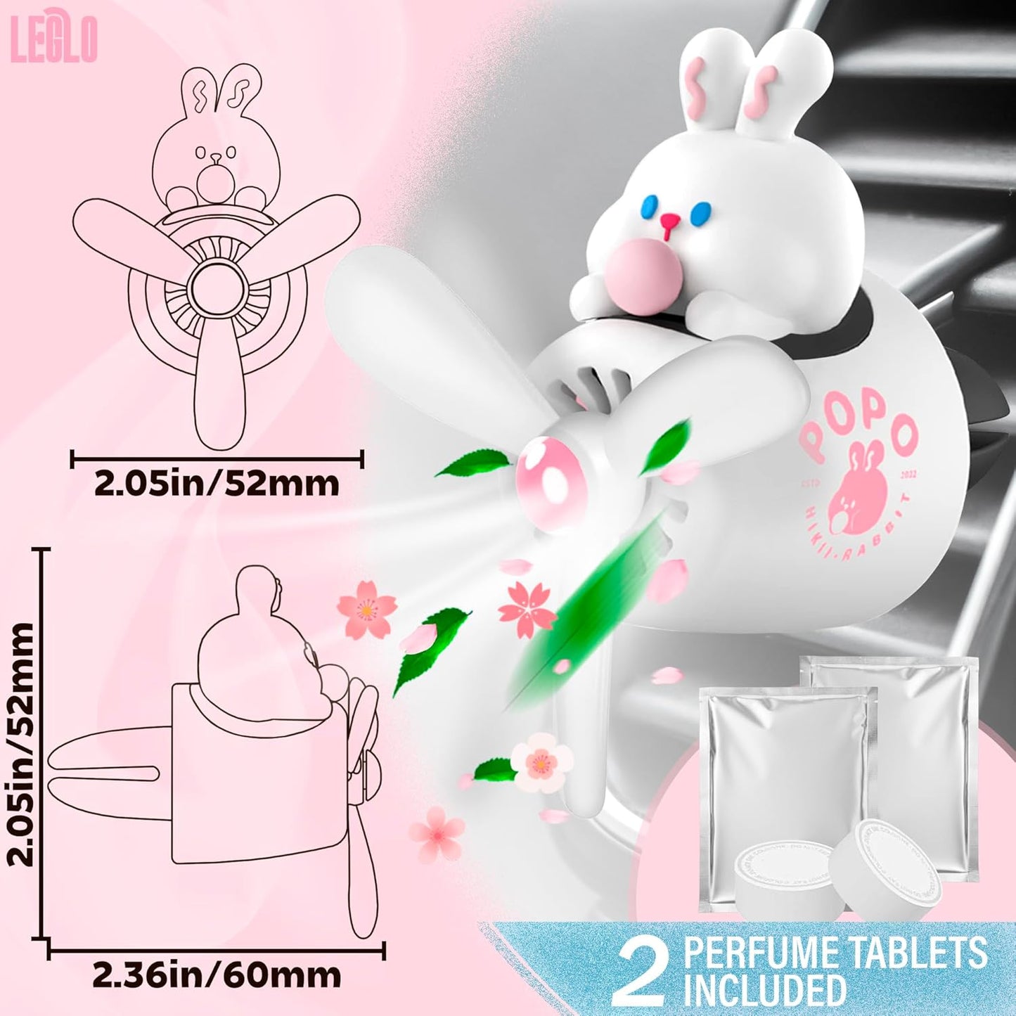 Car Vent Clips - Bear Pilot Car Air Freshener Vent Clip with Rotating Propeller, Durable and Easy to Install, 2.1"x2.5"x2.4" Versatile Size, 2 Aroma Tablets Included, Adds a Playful Touch to Interior