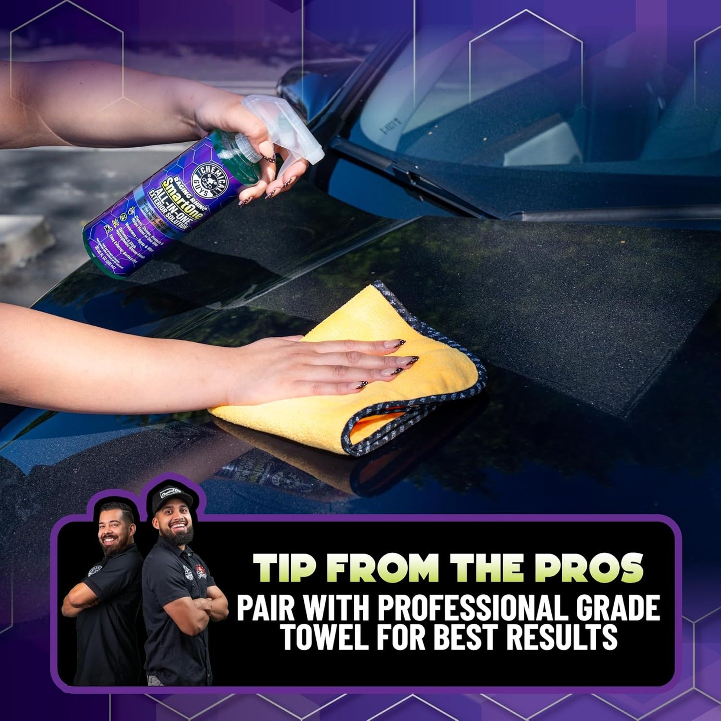 Chemical Guys Raging Rhino Waterless Car Wash And Quick Detailer Spray, No Rinse Exterior Cleaner For Paint, Glass, Wheels, Plastic, And Chrome, Spray And Wipe Shine, 20 Fl Oz