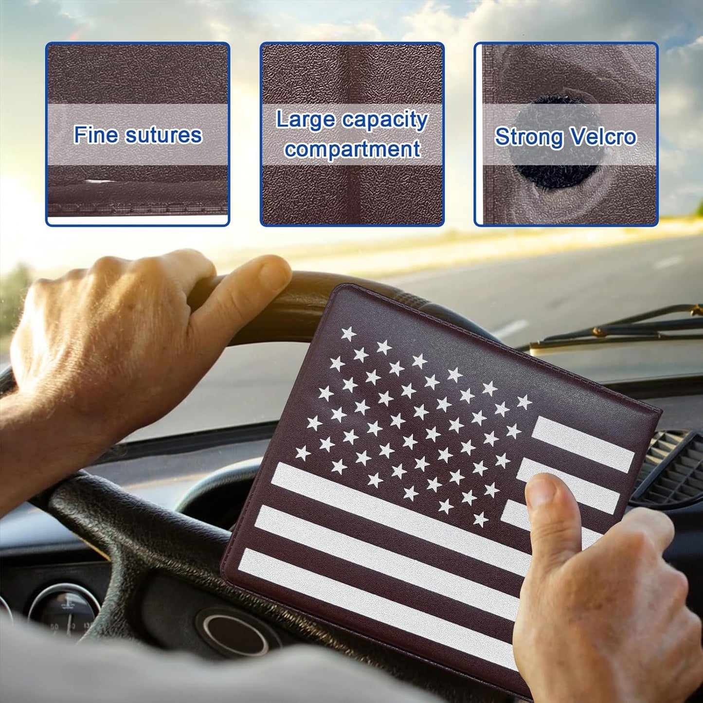 Ziciner Car Registration Insurance Holder, 2Pack Essential Auto Card Document Glove Box Organizer with Touch Fastener, Vehicle Interior Accessories Perfect for Most Car, Truck, SUV (Red/Small Car)
