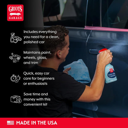 Griot's Garage Starter Car Care Kit, Vehicle Detailing Set, Includes Car Wash, Wax, Vehicle Detailer, Wheel Cleaner, Clay Bar, Vinyl and Rubber Dressing, 11131