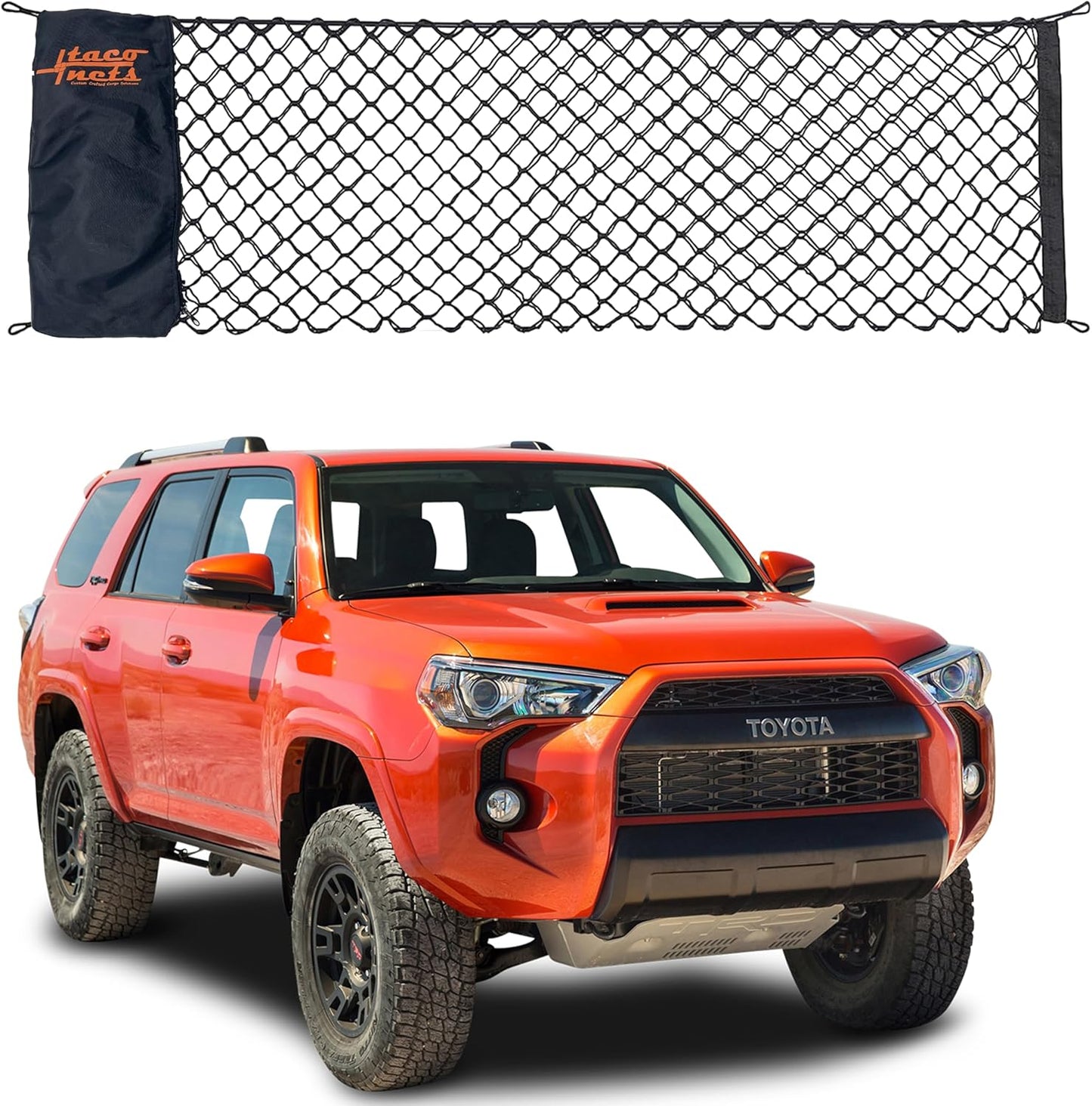 TacoNets Envelope Cargo Net for GMC Sierra & Chevy Silverado - Fits 2013-Current - Upgraded 5mm Bungee - Integrated Storage Bag - Heavy Duty Carabiners - Designed in USA