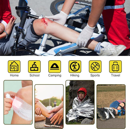 Travel-First Aid-Kit Car-Home 300PCS Survival-Kit Outdoor-Adventure - Small Portable Red Emergency Essential Sets Office Hiking Camping Business Public Must Have First Aid Gear Equipment 1st Aid