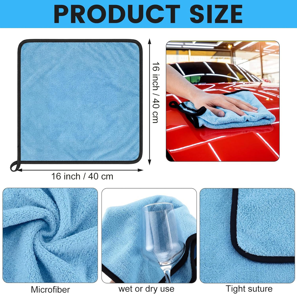 Tallew 40 Pcs Microfiber Towels:16"x16" Microfiber Drying Towels Bulk Micro Fiber Car Cleaning Cloth for Cars Drying Washing Polishing Office Windows Cleaning Household Supplies (Yellow)