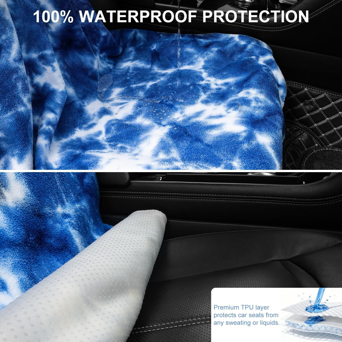 Waterproof Sweating Car Seat Cover for Post Gym Workout, Running, Swimming, Beach and Hiking, Universal Fit Non-Slip Towel Bucket Seat Protector for Cars SUV Trucks, Machine Washable (Grey)
