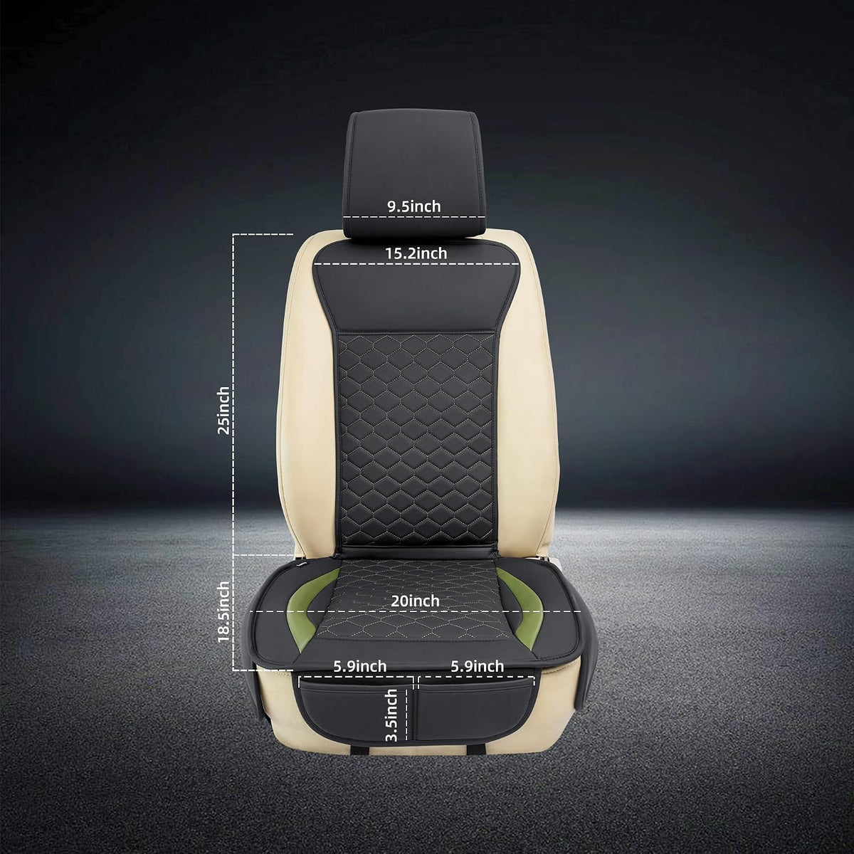 Elantrip 2PCs Front Car Seat Covers Leather Water Proof Seat Protector Universal fit for Most Cars SUVs and Trucks Black