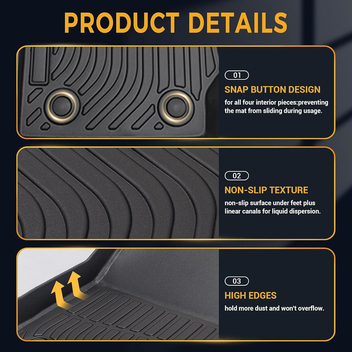 All Weather Floor Mats for 2016-2019 Chevy Cruze (No Fit 2016 Cruze Limited), Chevy Cruze Floor Mats, 1st and 2nd Maximum Coverage, 3D Waterproof TPE Rubber Protector Car Mats Full Set Liners