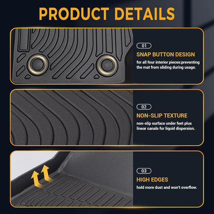 All Weather Floor Mats for 2016-2019 Chevy Cruze (No Fit 2016 Cruze Limited), Chevy Cruze Floor Mats, 1st and 2nd Maximum Coverage, 3D Waterproof TPE Rubber Protector Car Mats Full Set Liners