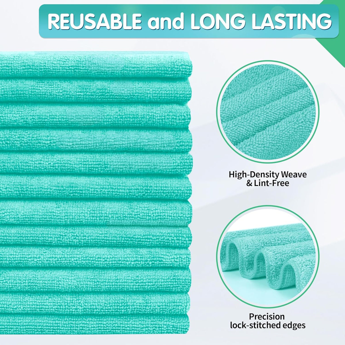 FIXSMITH Microfiber Cleaning Cloth - Pack of 50, Microfiber Towels for Cars 16 x 12 in, Highly Absorbent Cleaning Rags, Lint-Free, Streak-Free Cleaning Cloths for Car Kitchen Home Office