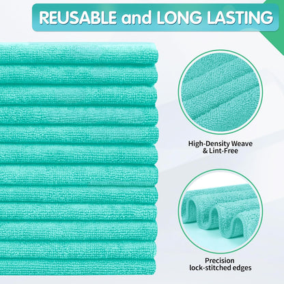 FIXSMITH Microfiber Cleaning Cloth - Pack of 50, Microfiber Towels for Cars 16 x 12 in, Highly Absorbent Cleaning Rags, Lint-Free, Streak-Free Cleaning Cloths for Car Kitchen Home Office