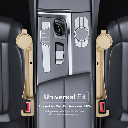 Car Seat Gap Plug with Storage Slot, Auto Gap Filler Organizer with Cup Holder, Universal Carseat Side Gap Filler Strip 2 Pack Between Front Seats & Console, Anti-Drop Pad with Seatbelt Holes, Black