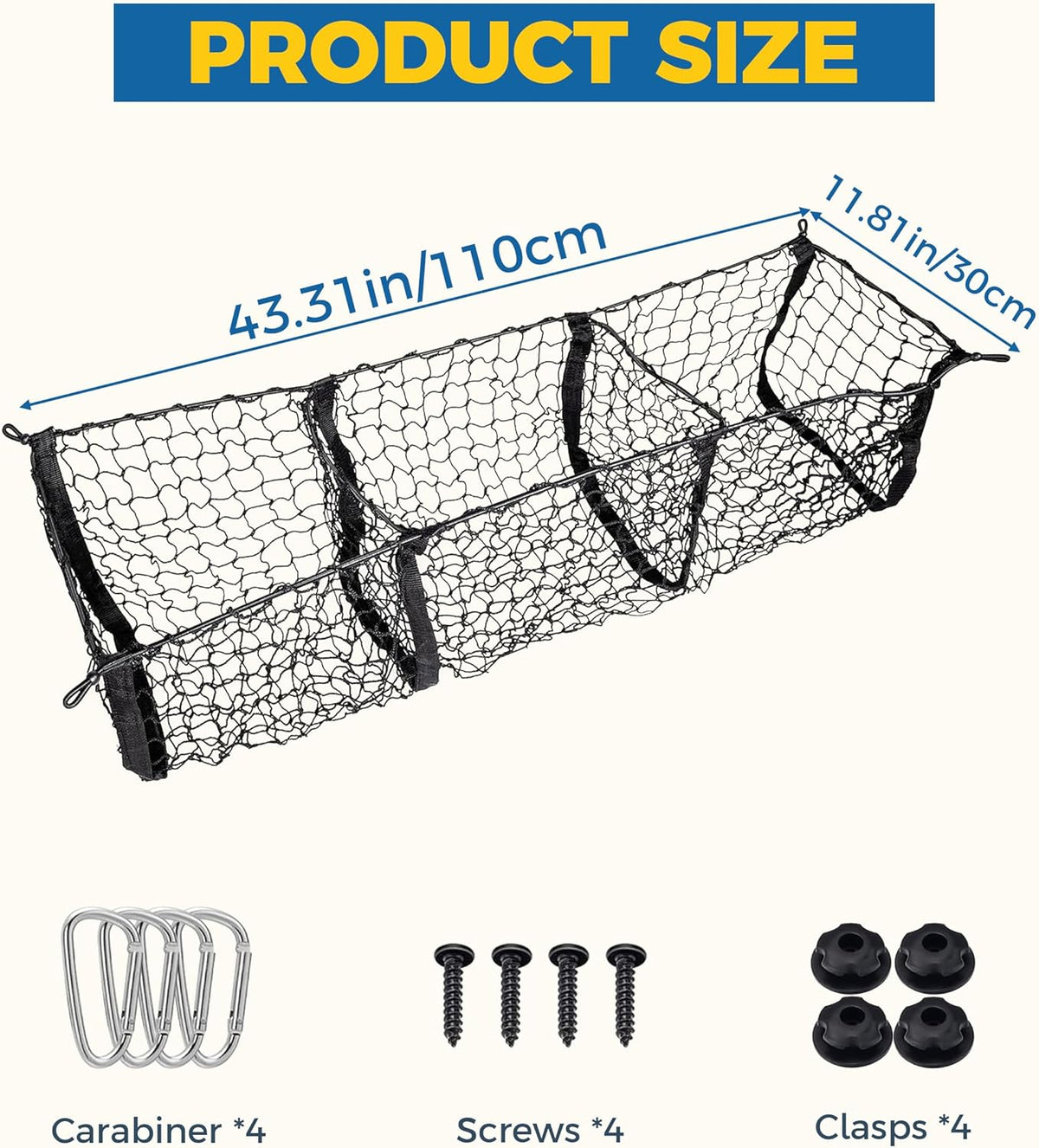 Cargo Net,Cargo Net for SUV,Truck Bed Organizer,Car Accessories Automotive Cargo Nets,3 Pocket Truck Bed Cargo Net,Truck Net Truck Storage,Mesh Storage Net for SUV, Car, Pickup Truck Bed, Etc
