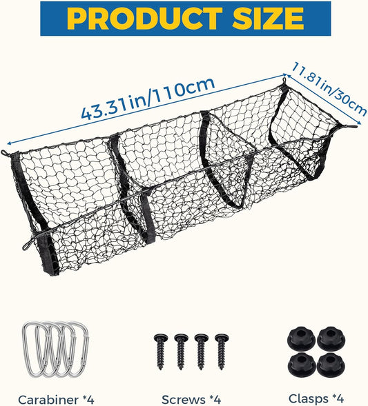 Cargo Net,Cargo Net for SUV,Truck Bed Organizer,Car Accessories Automotive Cargo Nets,3 Pocket Truck Bed Cargo Net,Truck Net Truck Storage,Mesh Storage Net for SUV, Car, Pickup Truck Bed, Etc