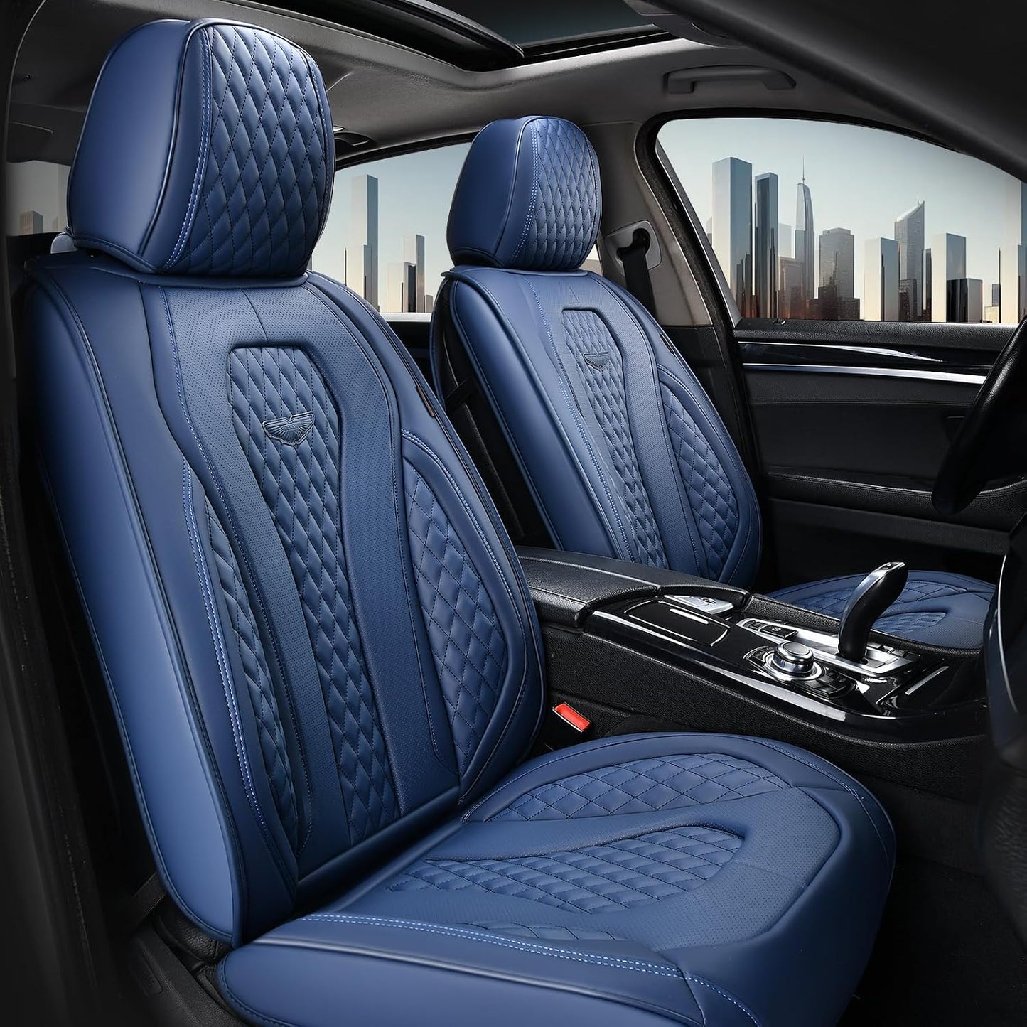 Coverado Seat Covers, Car Seat Covers Full Set, Black Car Seat Cover, Car Seat Covers Front Seats Back Seat Cover, Waterproof Car Seat Cushion, Leather Seat Covers Seat Protector Fit for Most Cars