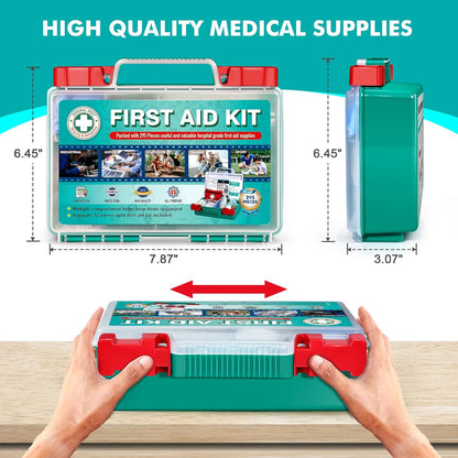 General Medi 110 Pieces Small First Aid Kit - HardCase First Aid Box - Contains Premium Medical Supplies for Travel, Home, Office, Vehicle, Camping, Workplace & Outdoor