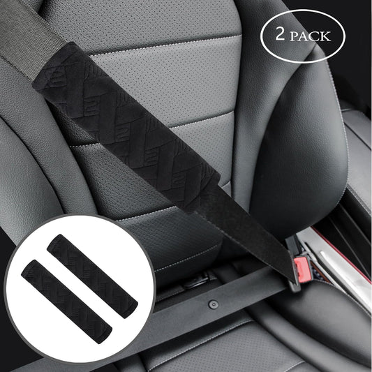 Amooca 2-Pack Soft Seat Belt Covers Universal Car Shoulder Pad Cushions with Braid Pattern for Comfortable Driving & Bag Strap Protection Red