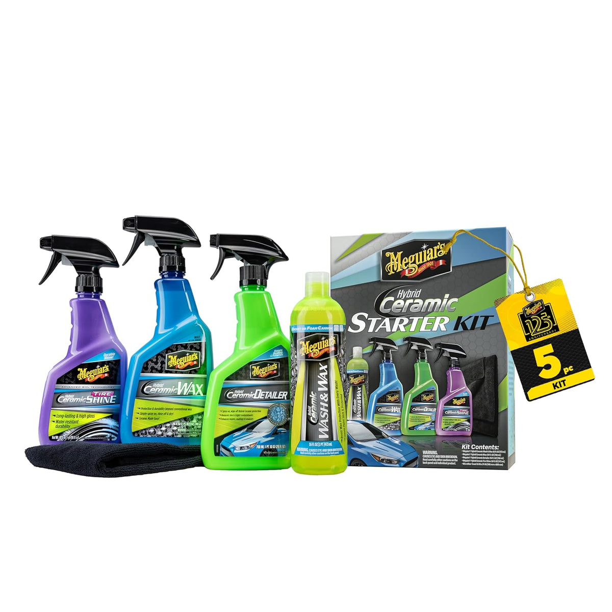 Meguiar's Ultimate Ceramic Coating Kit - Premium Kit for Cars Delivers Ultra-Durable Ceramic Protection with High Water Beading Action, Increased Gloss and Slickness, and Premium Microfiber Towels