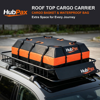 21 Cu Ft. Car Rooftop Cargo Carrier Bag Car Roof Top Bag Cargo Carrier | Fit All Vehicle with/Without Rack, Includes Anti-Slip Mat, 8 Reinforced Straps, 6 Door Hooks, Luggage Lock