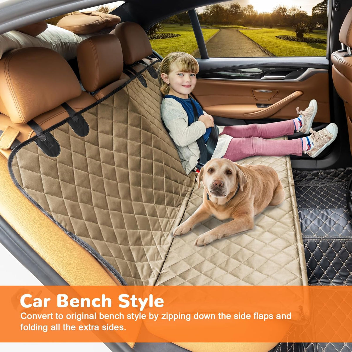 URPOWER Dog Car Seat Cover for Pets 100% Waterproof Seat Cover Hammock 600D Heavy Duty Scratch Proof Nonslip Durable Soft Back Seat Covers for Cars and SUVs