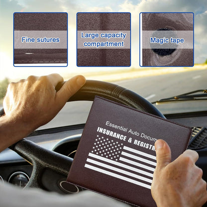 Ziciner Car Registration Insurance Holder, 2Pack Essential Auto Card Document Glove Box Organizer with Touch Fastener, Vehicle Interior Accessories Perfect for Most Car, Truck, SUV (Red/Small Car)