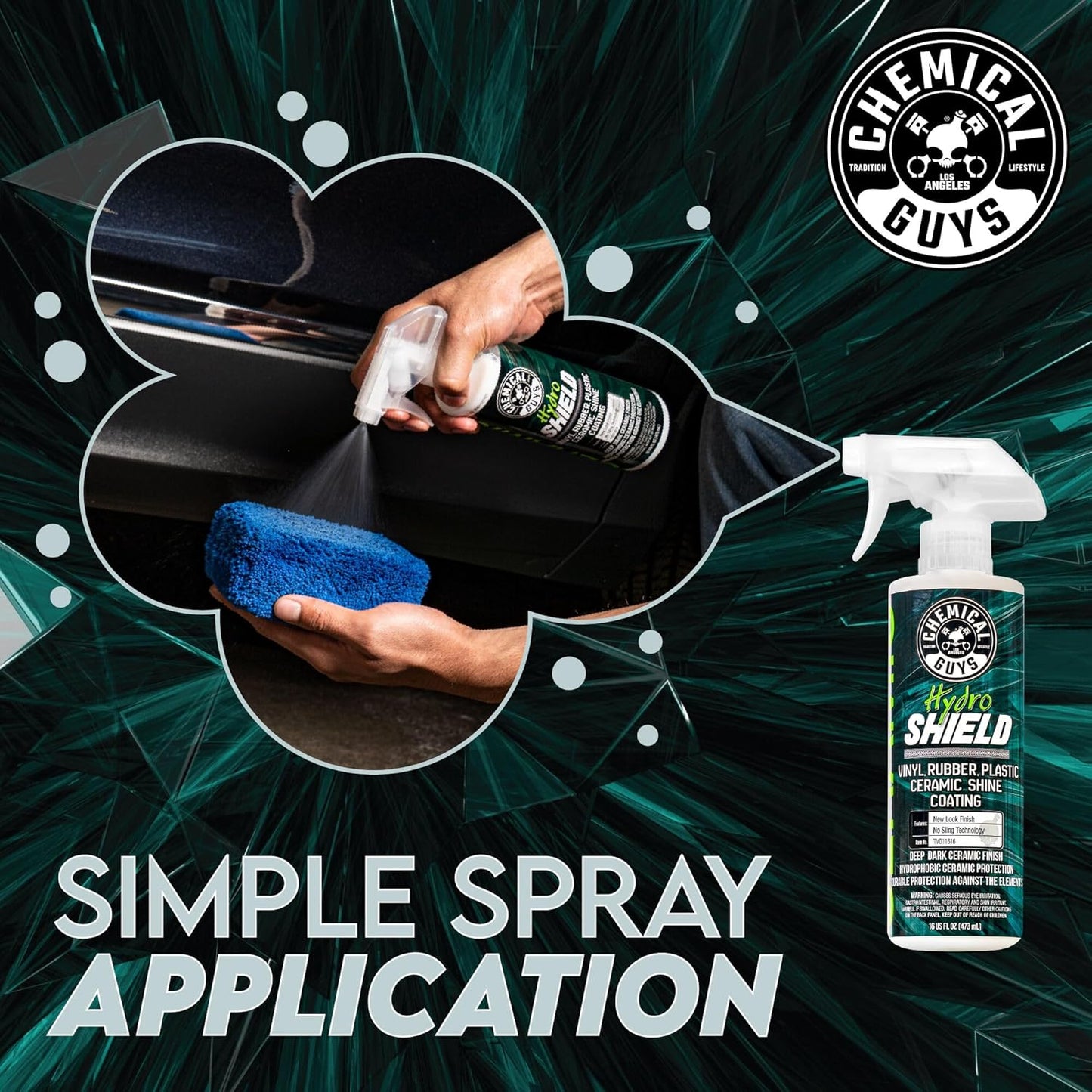 Chemical Guys HydroShield Vinyl, Rubber & Plastic Ceramic Shine Coating - Plastic Restorer for Interior & Exterior Trim, Tires & Trim - Restores Shine, Safe for Cars, Trucks & RVs, 16 fl oz