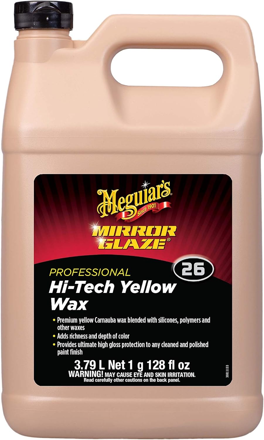 Meguiar’s Professional Hi-Tech Yellow Wax M2601, Versatile Liquid Car Wax Offers Durable Paint Protection, Rich Color, and Shine, Clear Coat Safe Formula Can Be Applied by Hand or DA Polisher, 1 Gal