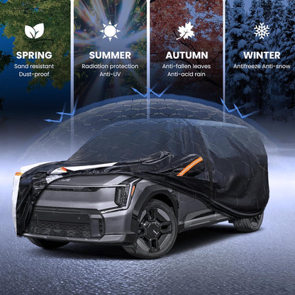 Large SUV Car Cover for Chevy Suburban 100% Waterproof All Weather, Heavy Duty Outdoor Full Exterior Covers Rain Sun Wind UV Protection. - Colors A