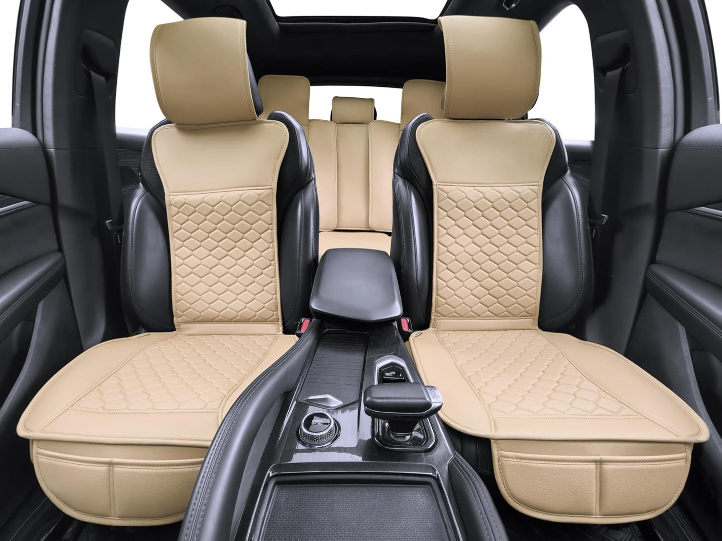 Elantrip 2PCs Front Car Seat Covers Leather Water Proof Seat Protector Universal fit for Most Cars SUVs and Trucks Black