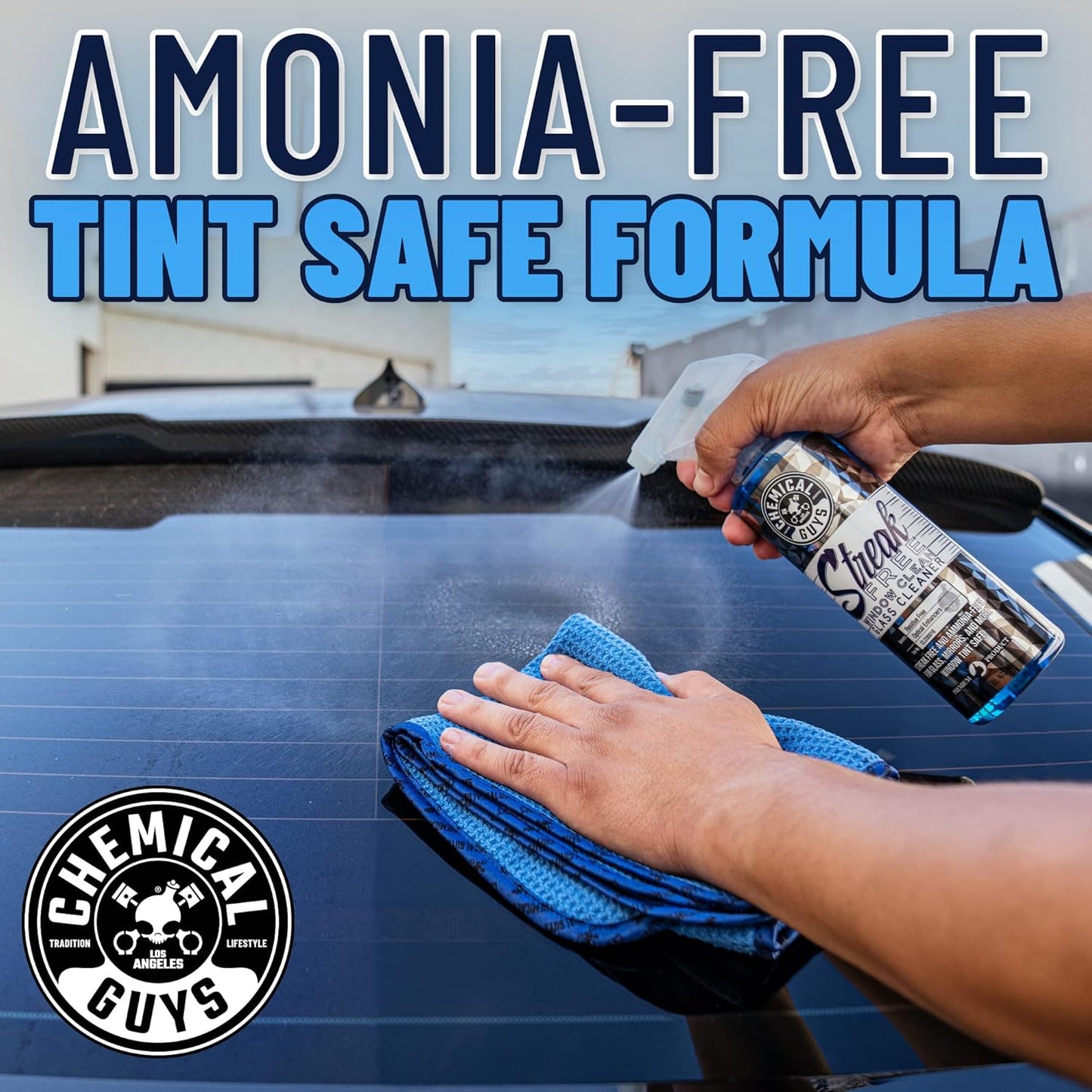Chemical Guys Streak Free Glass and Window Cleaner - Works on Glass, Windows, Mirrors, and Screens, Ammonia-Free and Safe on Tinted Windows, for Cars, Trucks, SUVs, and Home Use - 16 oz