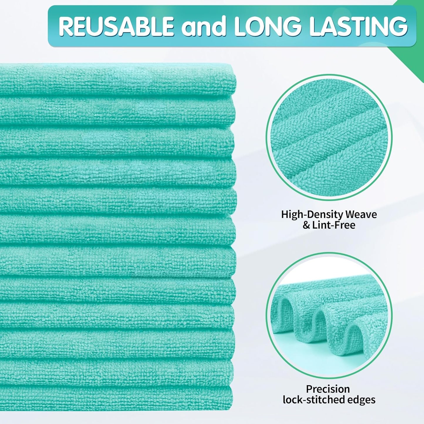 FIXSMITH Microfiber Cleaning Cloth - Pack of 50, Microfiber Towels for Cars 16 x 12 in, Highly Absorbent Cleaning Rags, Lint-Free, Streak-Free Cleaning Cloths for Car Kitchen Home Office