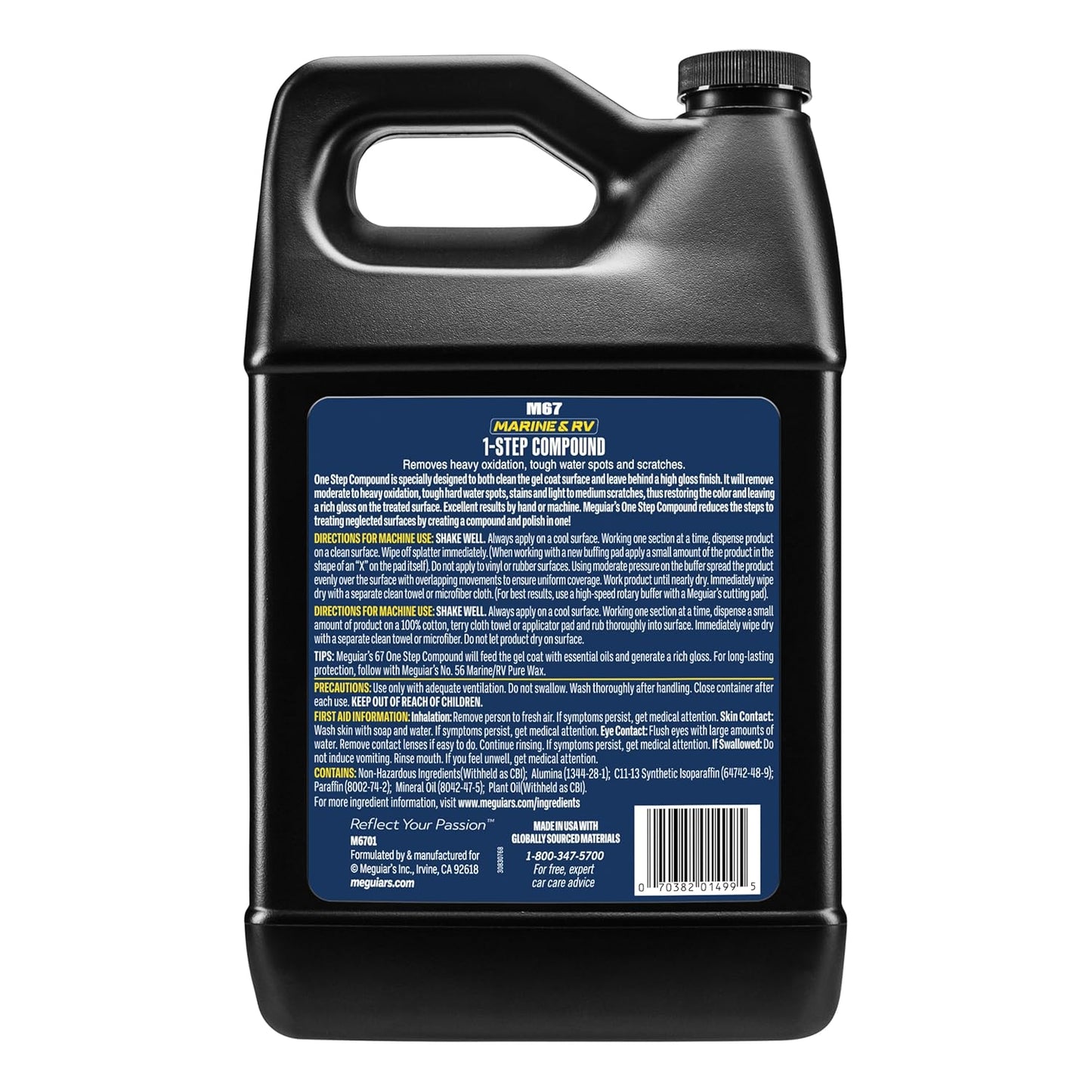 Meguiar's M6732 Marine/RV One Step Compound, Remove Oxidation, Stains, Scratches, and Water Spots, Restore the Color and Shine of Fiberglass Gel Coat Finishes, 32 Oz Bottle