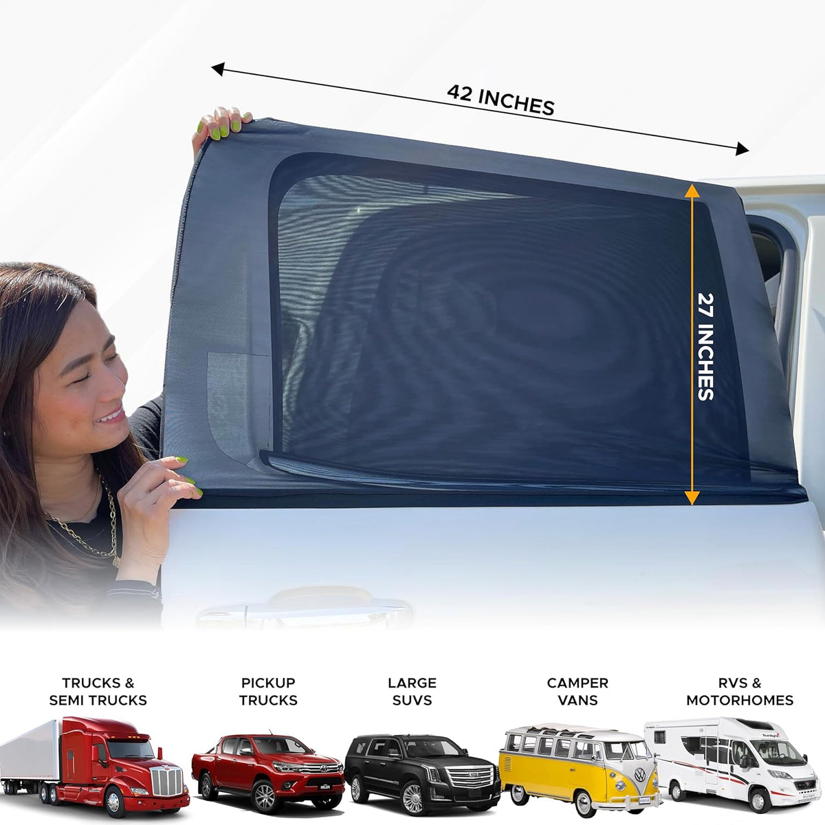 EcoNour Car Window Shades for Side Windows (Pack of 2) | Sun Shade for Car Heat and UV Protection | Adjustable Elastic Fabric Baby Car Shade | Rear Side Window Sun Shade Accessories (Large 21"x36")
