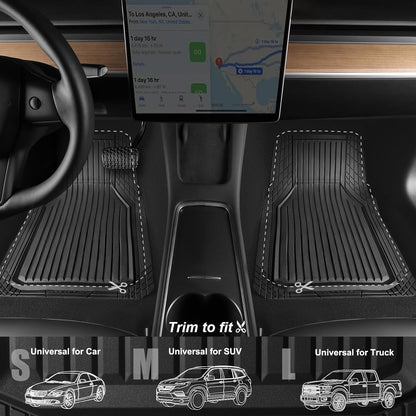 CAR PASS Heavy Duty Rubber Floor Mats for Car, Waterproof Liner Deep Dish Car Mats Full Sets, Universal Trim to Fit for SUV Truck Sedans Vans, All Weather Automotive Floor Mats 3pcs, Solid Black