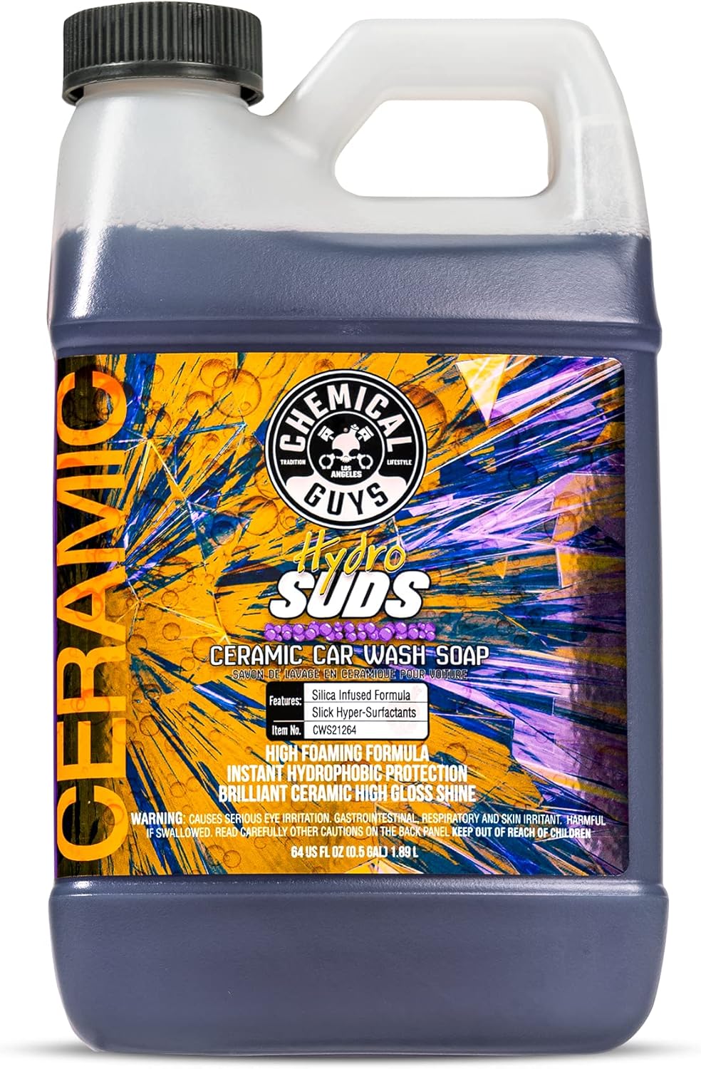 Chemical Guys HydroSuds Ceramic, Shine High Foaming Car Wash Soap - Foam Cannon Soap, Works with Foam Guns or Bucket Washes for Cars, Trucks, Motorcycles, RVs, and More, Berry Scent - 16 oz