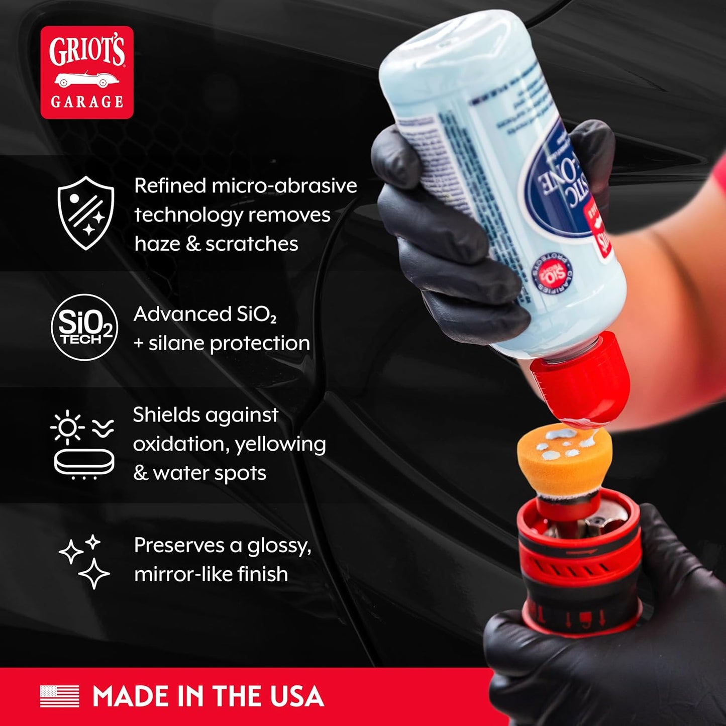 Griot's Garage Plastic All-in-One, Polish, Restore, and Protect Vehicle Lights, Gauges, B-Pillars, Windscreens and More, Ceramic Infused Protection, 16oz, 10872