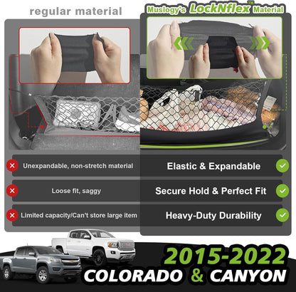 Muslogy Truck Bed Cargo Net Trunk Netting Compatible with 2023-2025 2026 Honda CR-V Accessories, Pickup Cargo Organizer SUV Sedan Storage Net w/Heavy Duty Carabiners - Colors A