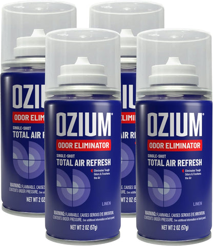 OZIUM® Air Freshener Odor Eliminator, 2oz Single Shot Total Air Refresh & Car Air Freshener – Original – 4 Pack