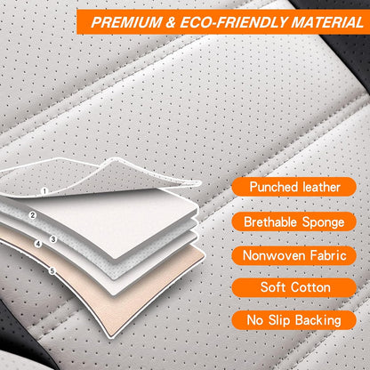 MINGBRON Car Seat Cover Full Set, Leather Car Seat Cover, Waterproof Seat Covers, Car Seat Cushion, Nappa Leather Seat Covers Car Seat Protector Universal Fit Most Cars Black