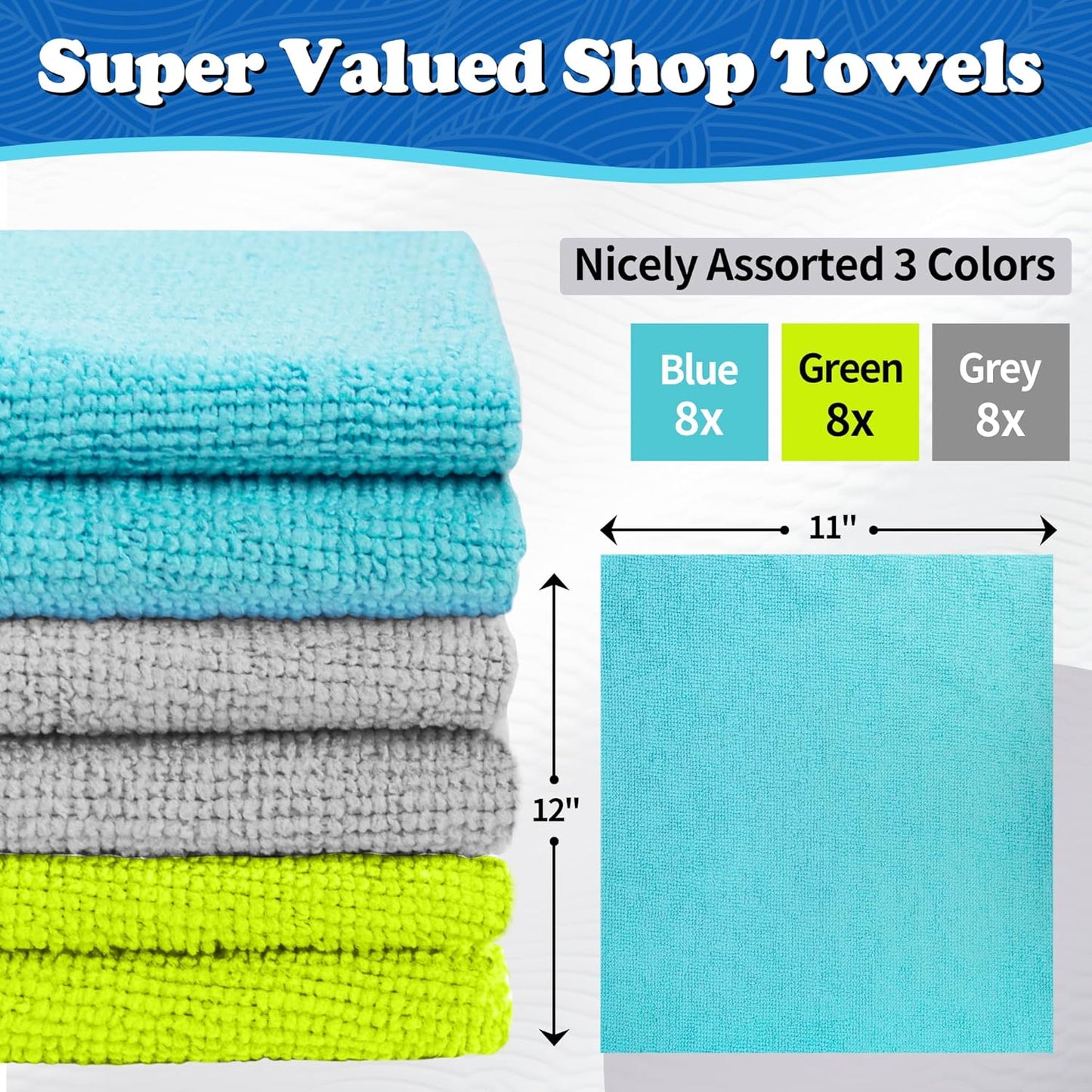 FIXSMITH Shop Towels, Pack of 200, Grey Microfiber Cleaning Cloth Bulk, Microfiber Towels for Cars, All-Purpose Absorbent Cleaning Rags, Dust Cloth for Automotive, Mechanic, Garage, 11.5 x 11.5 inch