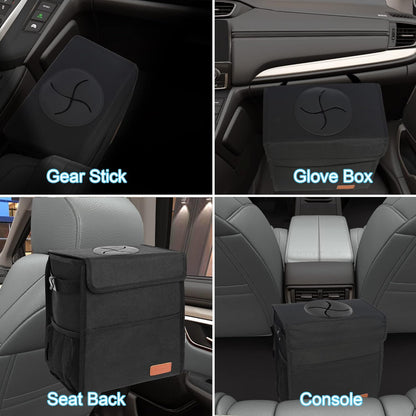 Femuar Leak Proof Car Trash Can with Lid - Waterproof Automotive Garbage Bin for SUVs, Collapsible and Portable Car Trash Bag, Black