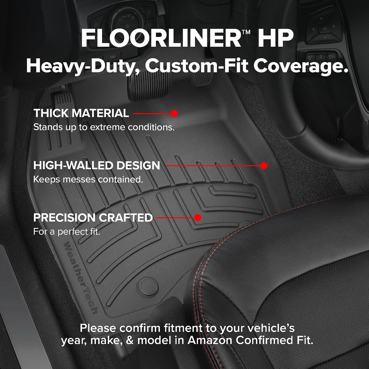 WeatherTech FloorLiner HP Custom Fit Floor Mats for Acura MDX 1st Row (4416691IM), Black