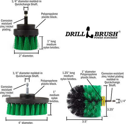 Drillbrush Car Detailing Kit | Drill Brush Set – Soft Bristle Power Scrubber Attachments for Cleaning Car Interior, Upholstery, Carpet, Seats, Wheels, Rims, Dash, Console, and Trim - Nylon Scrub Brush