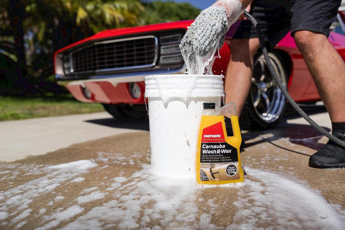 Mothers California Gold Carnauba Wash & Wax, 64 oz. — Cleans, Shines & Protects – Gentle, pH Balanced, Ultra-Sudsy for a Spot-Free, Brilliant Finish. Biodegradable & Won't Strip Wax or Ceramic (05674)